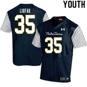 Notre Dame Fighting Irish Youth Marist Liufau #35 Navy Under Armour Alternate Authentic Stitched College NCAA Football Jersey LQQ2399RG